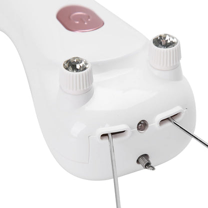 Close-up of a white threading facial hair removal with pink top on a white background